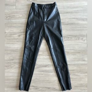 Zara Women's Black Faux Leather Skinny Pants Ankle Zipper Size XS